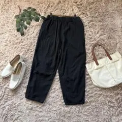 6624✾オリーブデオリーブ✾テーパードパンツ【M】黒/綿100/総ゴム/紐付