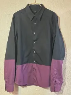Paul Smith 黒と紫のバイカラー長袖シャツ