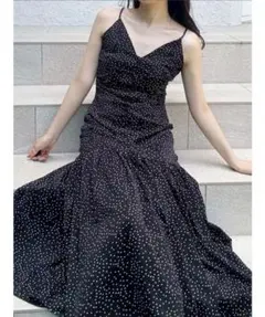 【新品未使用】マーキュリーデュオ　ドットプリントナローワンピース　キャミワンピ