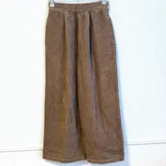 koe コーデュロイパンツ 綿 ブラウン ワイドシルエットベージュ S-M 古着