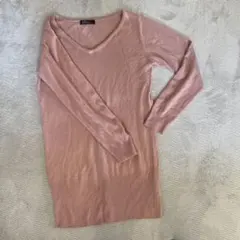 ピンク　ニット　ロングニット　トップス　春服