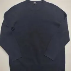 ユニクロ　ウォッシャブルストレッチミラノリブクルーネックセーター　ネイビーXL