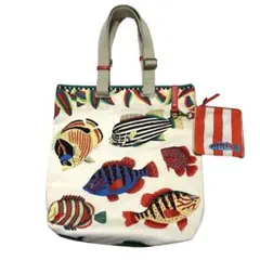 美品 INOUI EDITIONS キャンバス フィッシュプリント トートバッグ