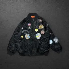 MA-1トップガン風ブラックハーレーダビッドソン星条旗BSAワッペンピンバッチ