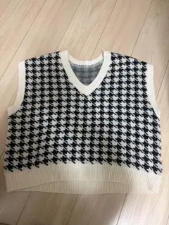 千鳥格子柄ベスト