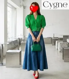 試着のみ 極美品 大人気 cygne(シーニュ)ポワンカーディガン グリーン0