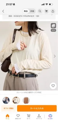クルーネックシアーロングTシャツ