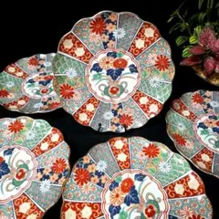 陶扇 金彩古伊万里 18.5cm 菊割 祥瑞 間取花文 5枚 - メルカリ