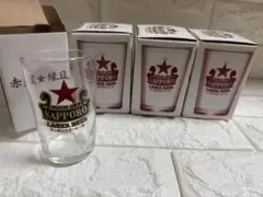 赤星　縁日　非売品ビールグラス 4個セット 未使用】サッポロラガービール 赤星 縁日グラス 4個セット