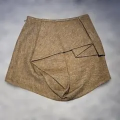 JNBY ブラウン プリーツ ミニスカート 圧縮ウール