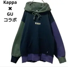 希少【L】Kappa×GUコラボ/ビッグスウェットプルパーカー/刺繍/大きめ