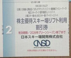 日本スキー場開発　株主優待スキー場リフト割引券