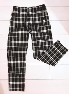 一回着用 ユニクロ チェック クロップドパンツ サイズS
