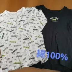 電車プリント　長袖Tシャツ2枚セット 110cm