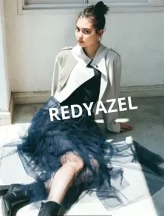 REDYAZEL　ランダムティアードチュールフレアロングスカート　ネイビー