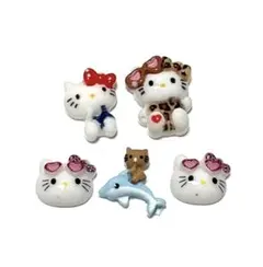 ハローキティ　キティちゃん　日焼けキティ　ネイルパーツ　訳あり　5個セット