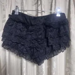 SHEIN ブラック レースフリルショートパンツ S