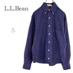 ▼エルエルビーン【S】長袖Yシャツ チェック柄ボタンダウンシャツ 綿100％