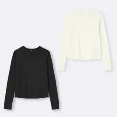 ソフトリブクルーネックT　GU　2枚セット　長袖