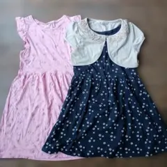 H&M　122/128ノースリーブワンピース2着、ボレロ1着セット