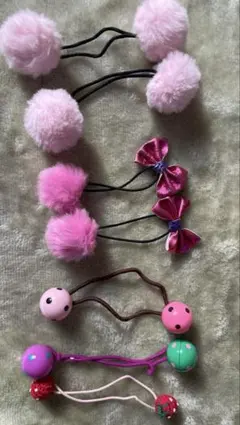 キッズ　ベビー　ヘアゴム　まとめ売り　ファー　リボン　ピンク