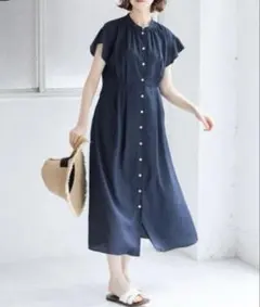 【美品】IENA デシンプリントフロントボタンワンピース イエナ 38のサムネイル
