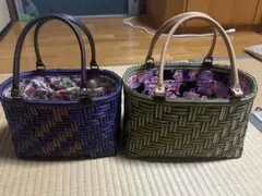 一閑張り 一閑張りバッグ 柿渋染め 市場カゴ ハンドメイド - メルカリ