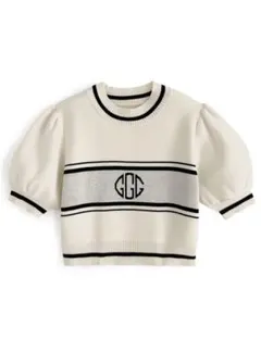 GRL 半袖 ニット 量産型 地雷 トップス ホワイト モノグラム