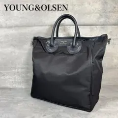 マーガレットハウエル 2way ショルダーバッグ キャンバス × レザー 黒