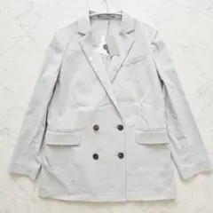 新品 2023年 Theory luxe リネン ダブルブレスト ジャケット 灰