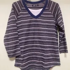 BEAMS HEART 幾何学模様 七分袖カットソー S