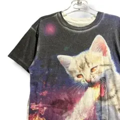 FCMV アニマル Tシャツ 猫 キャット ペット 宇宙 スペース 惑星 総柄