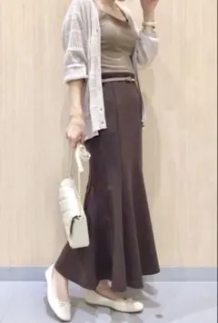 GU ジーユー カットソーマーメイドロングスカート ダークブラウン S
