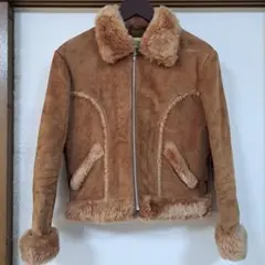Azalee ブラウン スエード ファー ジャケット 豚皮