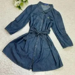 バーバリーブルーレーベル デニムチュニック 七分袖 ノバチェック 薄手 M 38