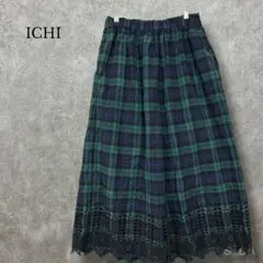 イチ ichi【F】ブラックウォッチスカラップパンツ タータンチェック