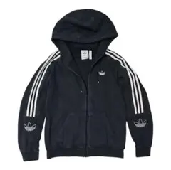 adidas アディダス パーカー トレフォイル 黒ブラック ロゴ刺繍
