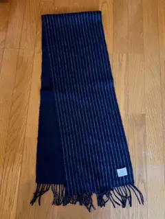 BEAUTY & YOUTH ネイビー ストライプ カシミヤマフラー