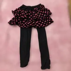 フリル付きスカートレギンス 120cm 黒とピンク