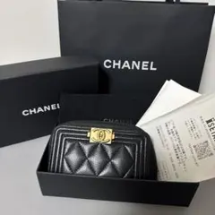 CHANEL ミニ財布　コインケース ボーイシャネル　キャビアスキン