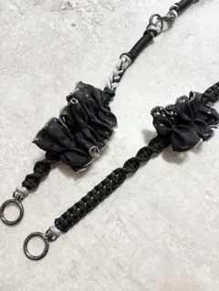 22.スマホショルダーストラップ　2way ブラック×グレーフリル