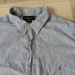 Ralph Lauren ボタンダウンシャツ 青白ストライプ　3XLT ボロ