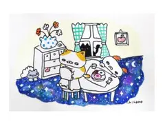 50点限定激レア】ねこぺんおでかけ日和 複製原画 サイン入り - メルカリ