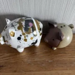 陶器製ブタの置物セット