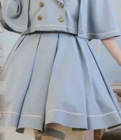 くる実×しまむら マリンアカデミアスカート 水色 サックス L