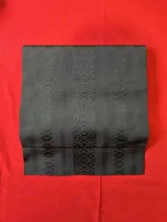新品 パールトーン 正絹本場筑前博多織 黒黒 八寸名古屋帯 三本献上