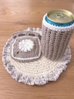 花柄モチーフ巾着と350ml缶カバー　ハンドメイドdouceurdelaine