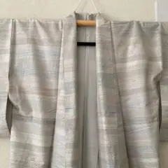 グレー系 絹製 小紋着物　ホワイト系
