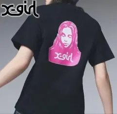 X-girl 半袖 Tシャツ ブラック ピンク　ショッパー　エックスガール　S
