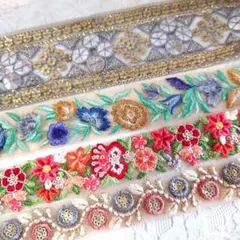 ♡R-20♡ インド刺繍リボン　切り売り　おすそ分け　ハンドメイド　アソート